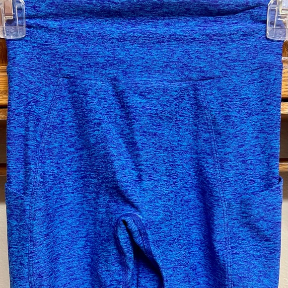 BOMBSHELL SPORTSWEAR V BACK LEGGINGS IN NEON BLUE RAVE! EUC! SOLD OUT ONLINE - Picture 9 of 16